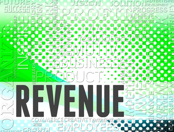 Revenue words zeigt Einnahmen Einkommen und Erträge an — Stockfoto