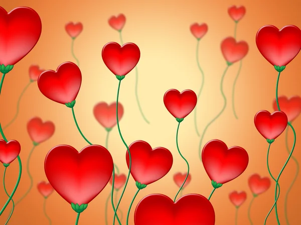 Sevgililer günü ve aşk kırmızı kalpler arka plan gösterir — Stok fotoğraf