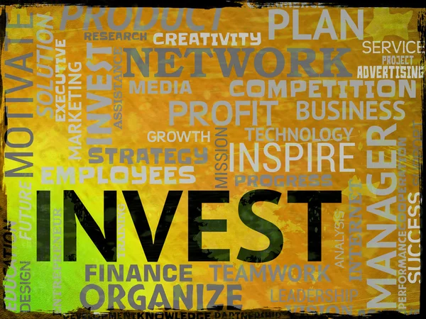 Investir des mots indique le rendement du capital investi et des actions — Photo
