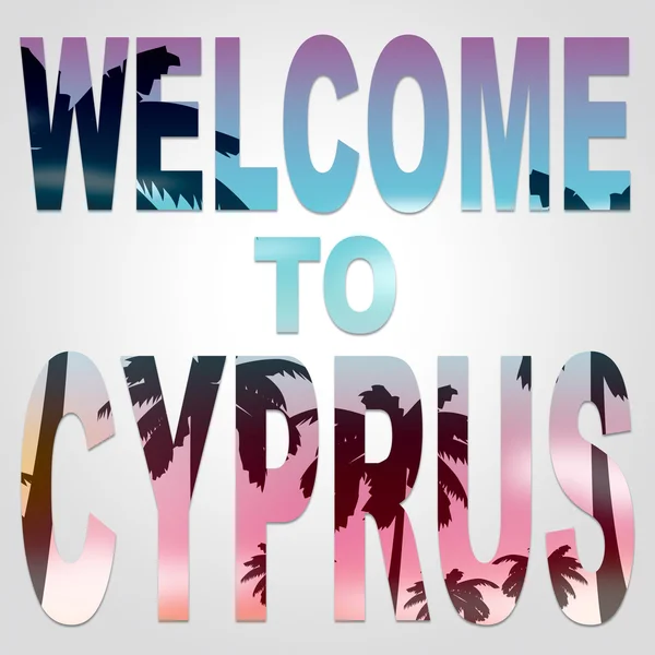 Welcome To Cyprus Indicates Cypriot Holiday Or Vacation — Stock Photo, Image