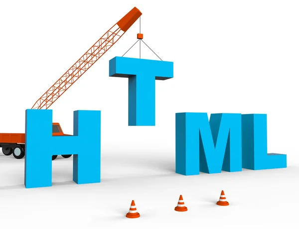 Produzir Html Indica Hypertext Markup Language 3D Rendering — Fotografia de Stock
