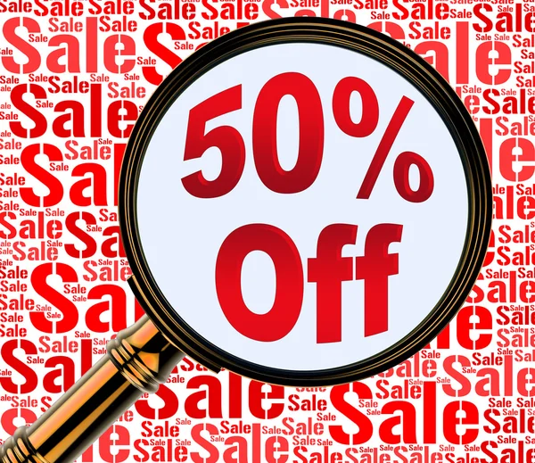 Fifty Percent Off Indicates Half Price 3d Rendering — Stock Photo, Image