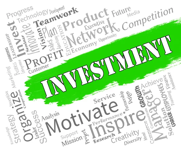 Инвестиционные слова показывают портфолио инвесторов и возможности — стоковое фото