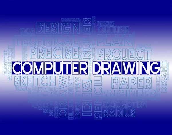 Computer Drawing Indicates Creative Design And Drafting — Stok Foto