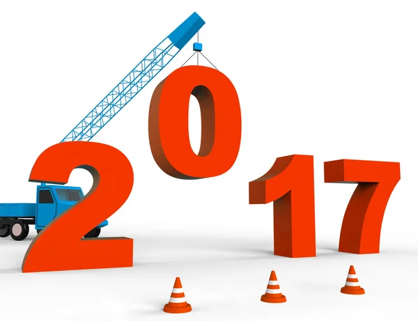 Zwanzig siebzehn steht für 2017 frohes neues Jahr 3d Rendering — Stockfoto