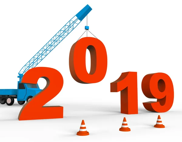 Tjugo nitton innebär 2019 nyår 3d-Rendering — Stockfoto