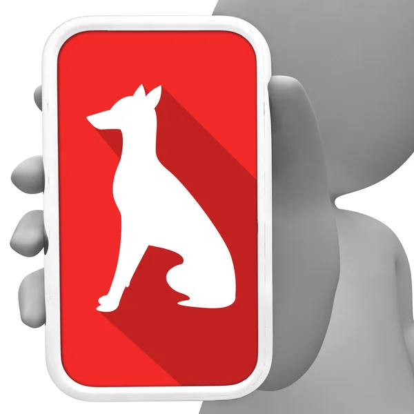 Chiens en ligne signifie Canine Mobile Phone 3d rendu — Photo