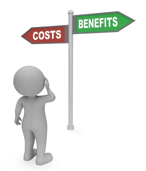 Costs Benefits Sign Shows Outlay Expenditure 3d Rendering — Stock Photo, Image