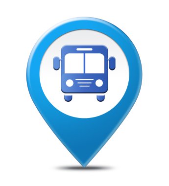 Yerel yer ve otobüs otobüs istasyonu yeri gösterir