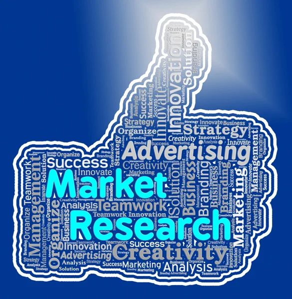 Badania rynku kciuk oznacza biznesu, opinie i analizy — Zdjęcie stockowe