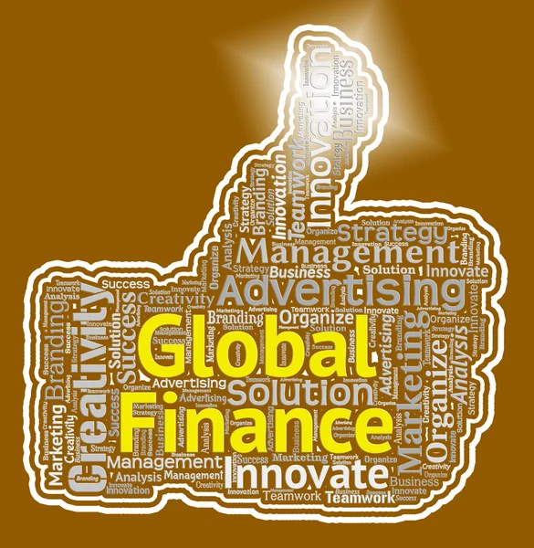 Global Finance Thumb indica il denaro e il mondo finanziario — Foto Stock