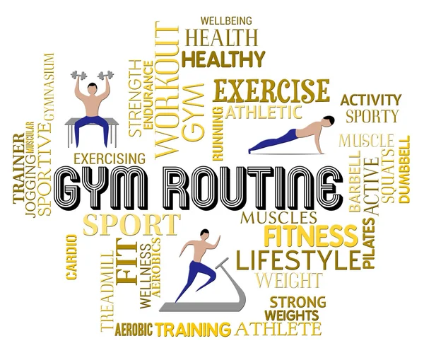 Gym Routine représente Obtenir des exercices d'ajustement ou PLan — Photo