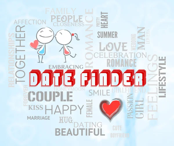 Datumsfinder zeigt Suche nach Liebe online an — Stockfoto