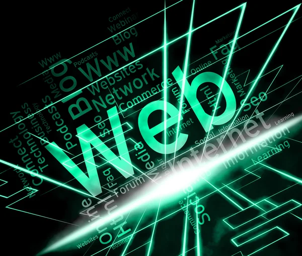 Palabra Web significa red de Internet y sitios web — Foto de Stock