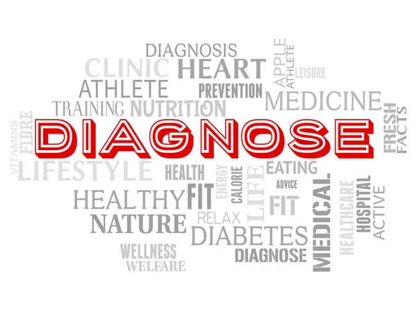 Wörter diagnostizieren stellt Krankheitsprüfung und Diagnose dar — Stockfoto
