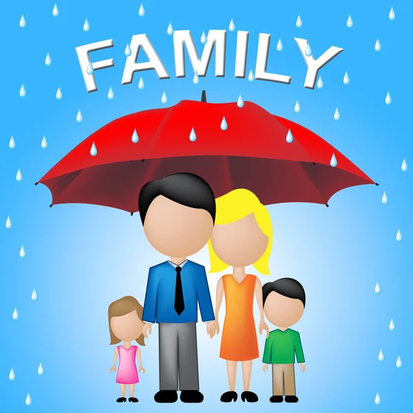 Familienwort Regenschirm zeigt Verwandtschaft und Verwandtschaft an — Stockfoto