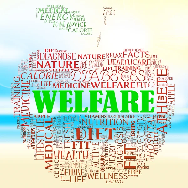 Welfare Apple rappresenta benessere e assistenza sanitaria — Foto Stock