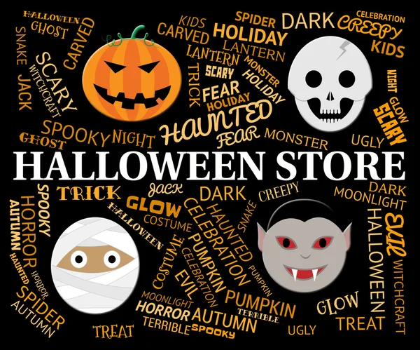 Halloween Store Means Spooky And Haunted Shop — Stock Photo, Image