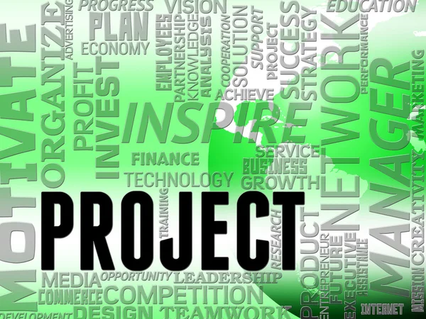 Project woorden vertegenwoordigen Venture missie en taken — Stockfoto
