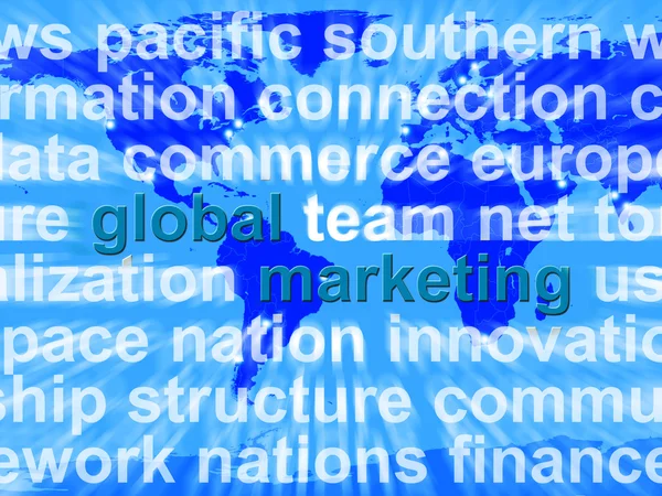 Global Marketing On Map Showing International Sales And Success — Stock Photo, Image