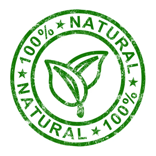 100% Natural Stamp Shows Pure And Genuine Products — Stock Photo, Image