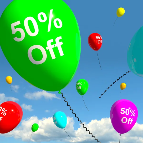 Balão com 50% Off Mostrando Venda Desconto de Cinquenta por cento — Fotografia de Stock
