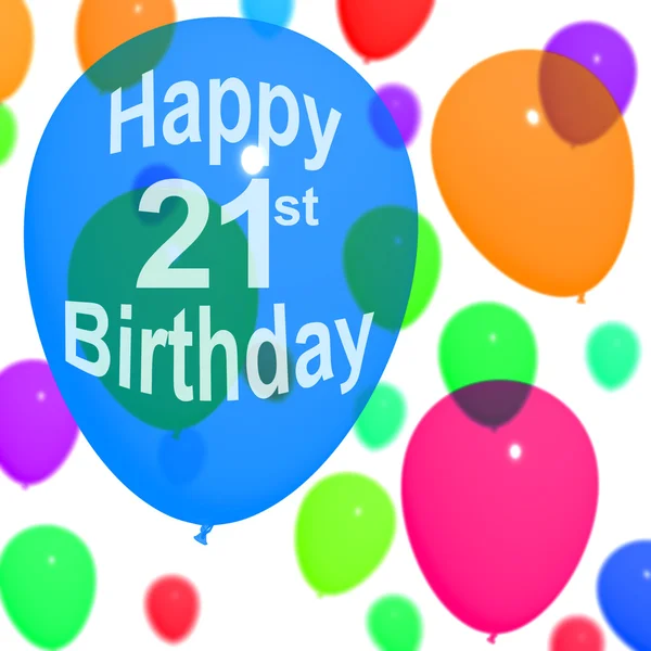 Mångfärgade ballonger för att fira en 21 eller tjugo första bi — Stockfoto