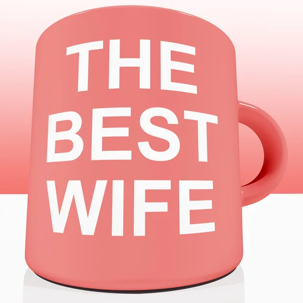 Rosa migliore moglie tazza mostrando un amorevole partener — Foto Stock