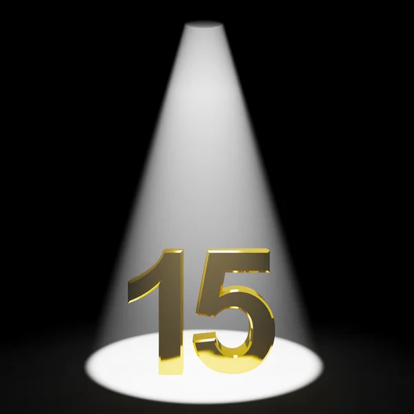 Guld 15 eller femton 3d tal som representerar jubileum eller födelse — Stockfoto