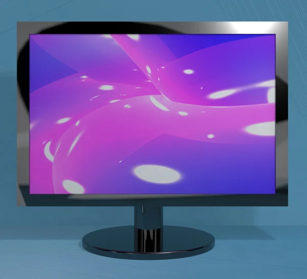 TV Monitor On Stand Representing High Definition Television Or H — Stock Photo, Image