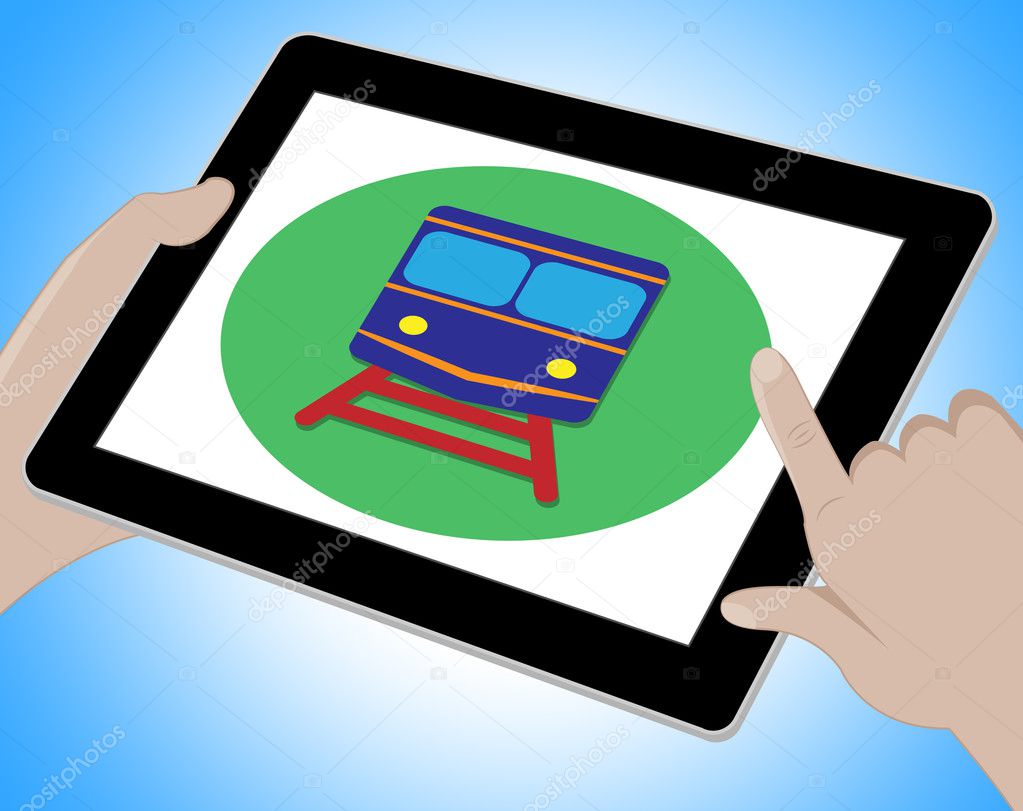 Train Tablet Shows Transport Travel 3d Illustration