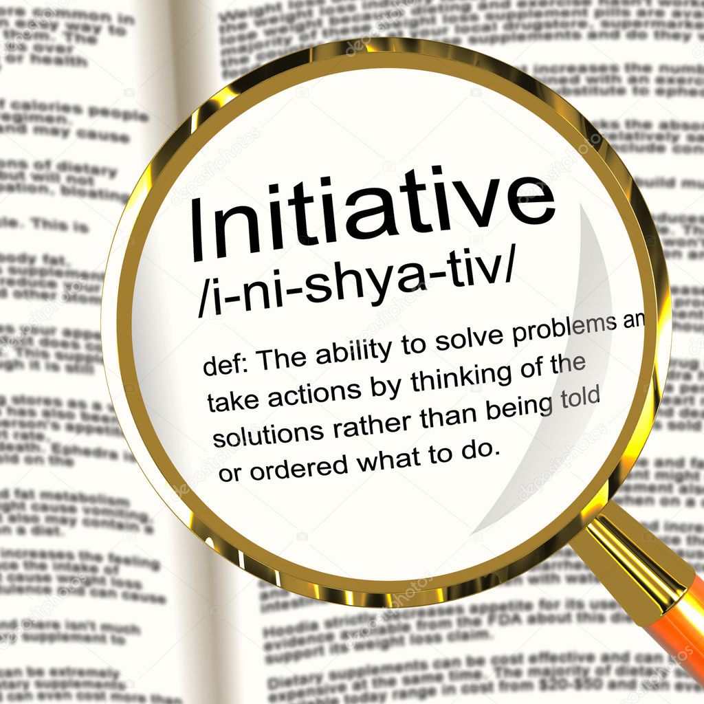 Initiative Definition Magnifier Showing Leadership Resourcefulne