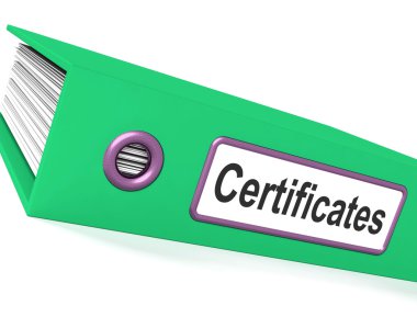 Diploma ve kayıtları içeren sertifikalar dosya