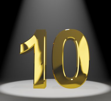 Gold 10th Or Ten 3d Number Closeup Representing Anniversary Or B clipart