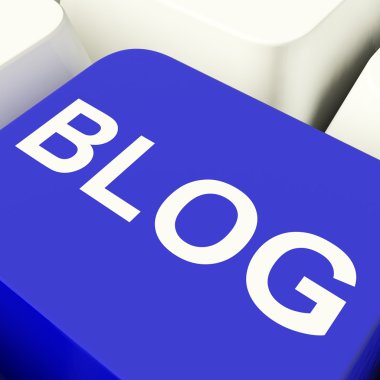Mavi blog bilgisayar anahtar blogger web sitesi için