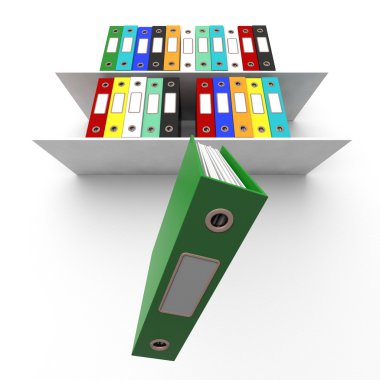 dosyaları bir ofis almak için düşme ile raflarında organize