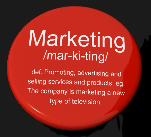 Marketing Definition Button Showing Promotion Sales And Advertis — Stock Photo, Image