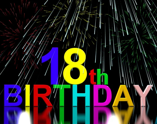 第 18 或十八岁生日庆祝与烟花 — 图库照片