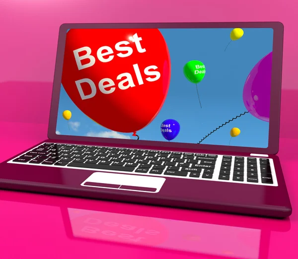 Best Deals Balloons On Computer Representing Discounts Online — Stock Photo, Image