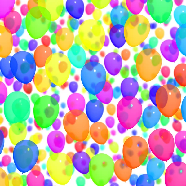 Globos coloridos festivos en el cielo para celebraciones de cumpleaños —  Fotos de Stock