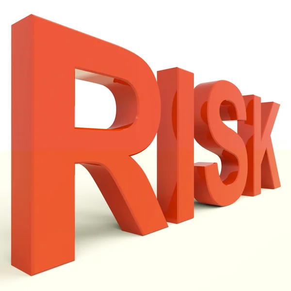 Risikowort in Rot zeigt Gefahr und Unsicherheit — Stockfoto