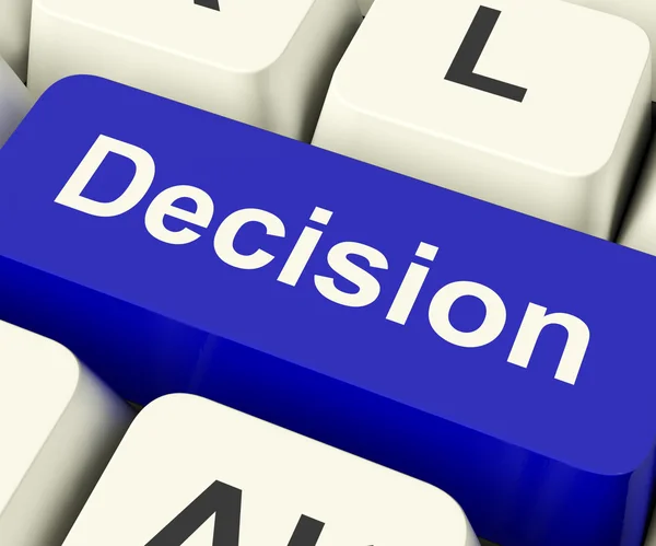 Decision Computer Key Representing Uncertainty And Making Decisi — Stock Photo, Image