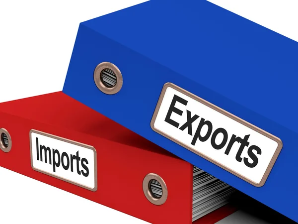 Exportação e importação de arquivos mostrando comércio internacional ou global co — Fotografia de Stock