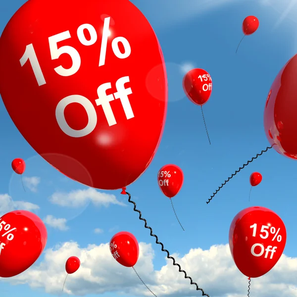 Balloon With 15% Off Showing Sale Discount Of Fifteen Percent — Stock Photo, Image