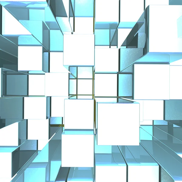 Bright Glowing Blue Metallic Background With Artistic Cubes Or S — Stock Photo, Image