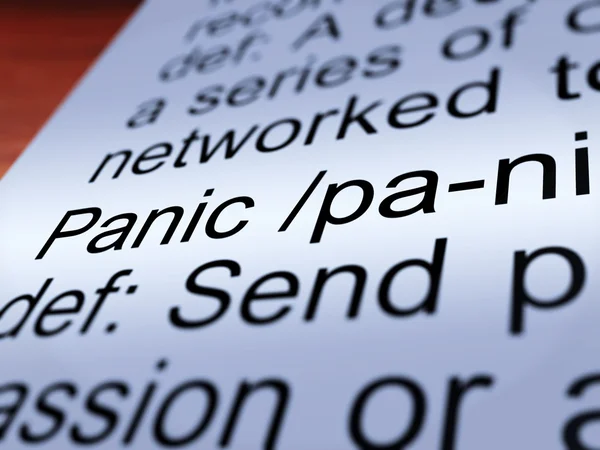 Panic Definition Closeup Showing Hysteria — Stok Foto
