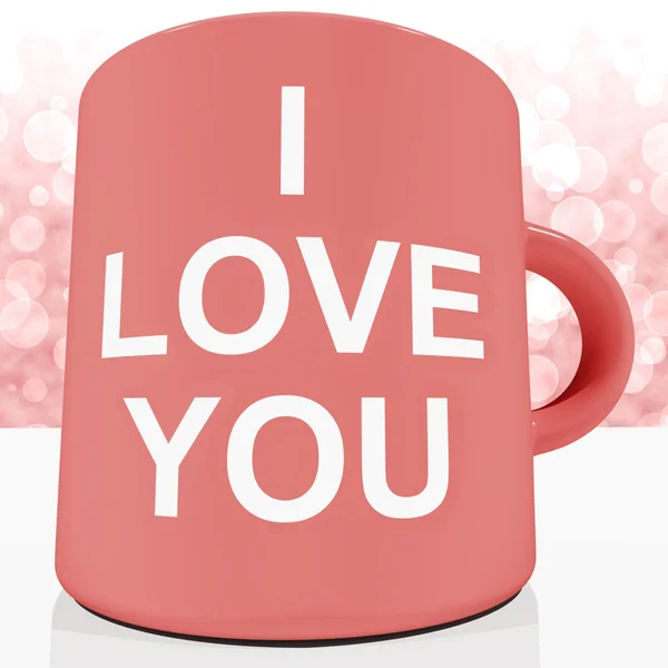 Eu te amo caneca com Bokeh fundo mostrando romance e Valenti — Fotografia de Stock