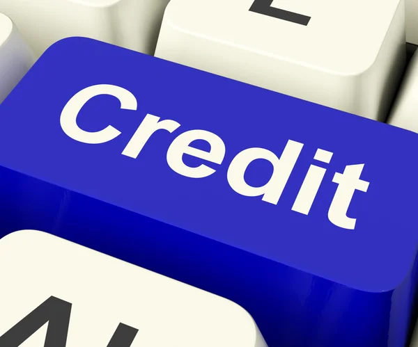 Clave de crédito que representa finanzas o préstamo para compras —  Fotos de Stock