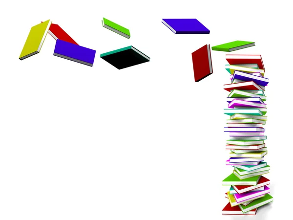 Stack Of Books With Some Flying Representing Learning And Educat — Stock Photo, Image