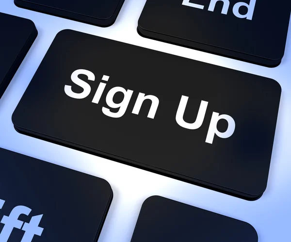 Sign Up Computer Key Showing Subscription And Registration — Stock Photo, Image